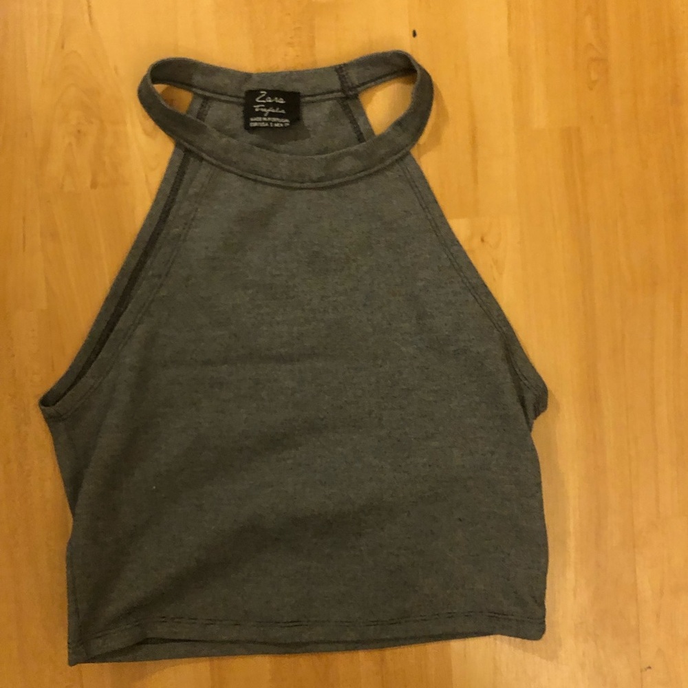 Zara Crop Top — Grey with halter neckline size S